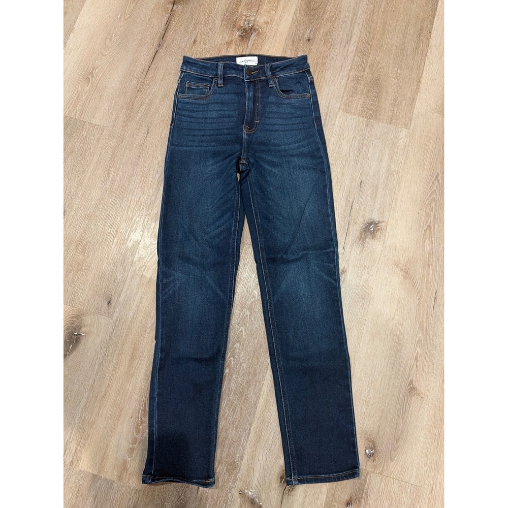 Carly Jean Los Angeles Brooke Dark Straight Leg Jeans Size 0 High Rise Denim